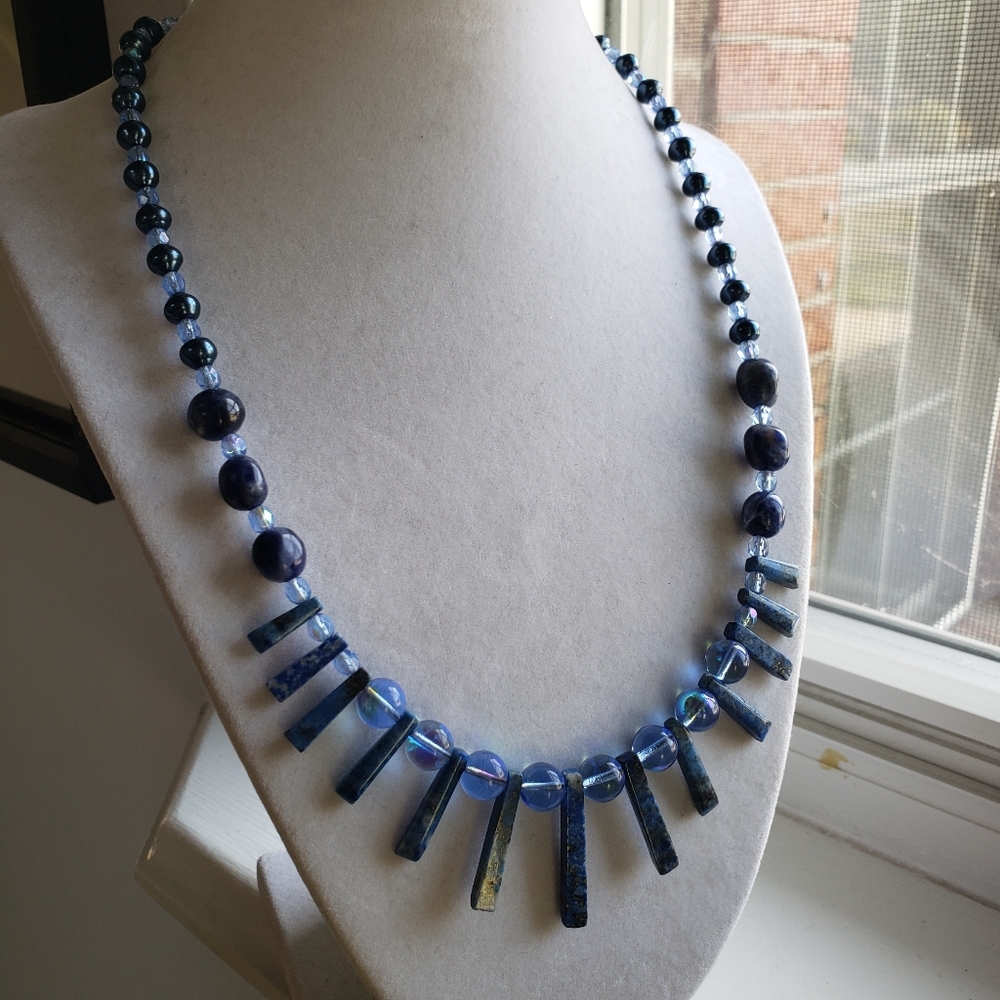 New Lapis Lazuli Necklace! Handmade Of Lapis Lazuli sticks and nuggets. GORGEOUS - Picture 5 of 5
